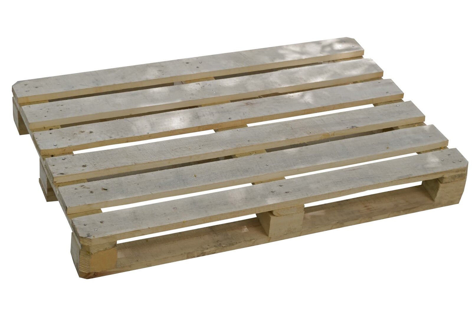 Plain timber pallet on a white background.